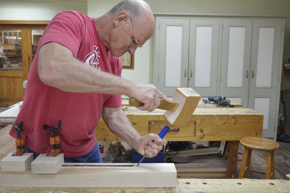 Chopping the end cap mortise