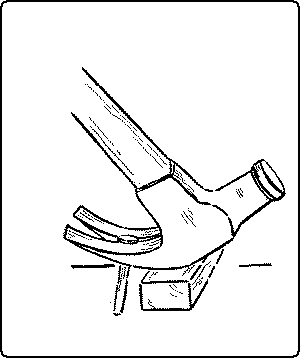 Fig. 163. Drawing a Nail with Claw-Hammer.