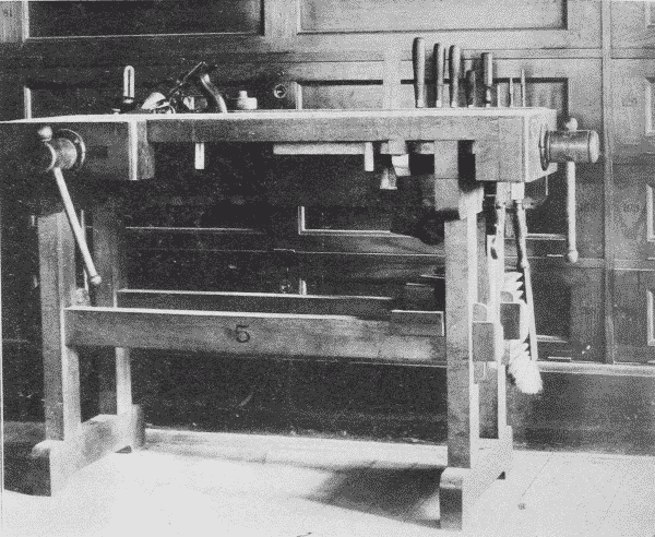 Fig. 166. Bench made with Pinned Mortise-and-Tenon Joints, Low Back.