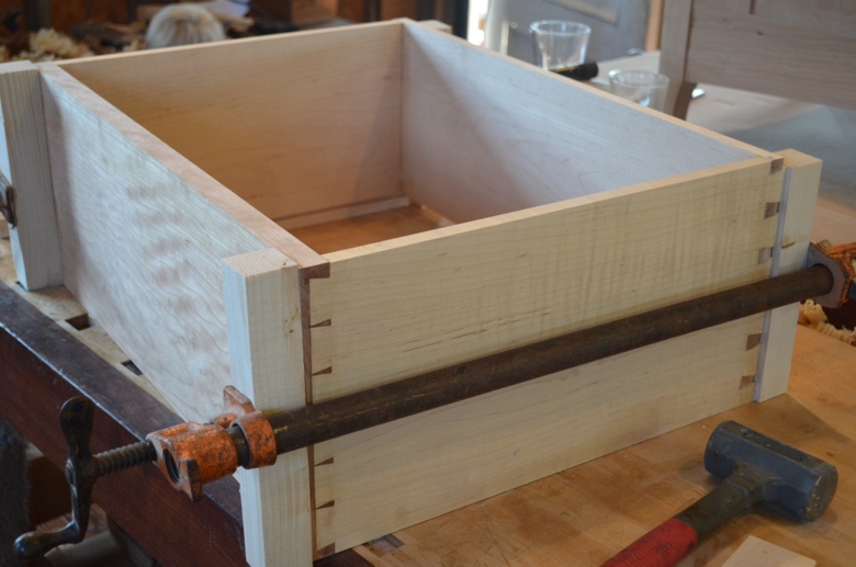 Clamped up drawer with cauls