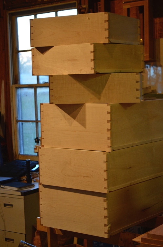 Stack of glued up drawers