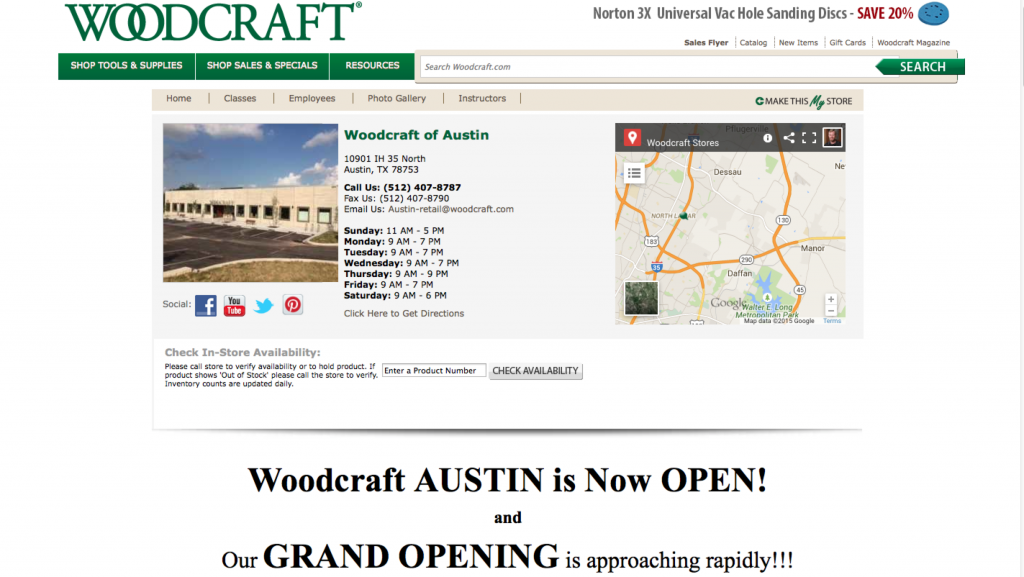 Woodcraft Grand Opening Austin Texas